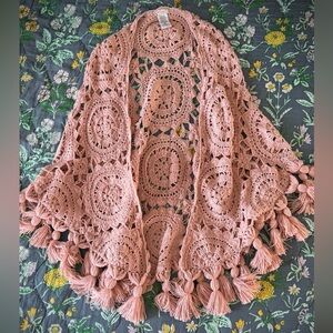 Free People Sunny Day Crochet Shawl | Tea | One Size